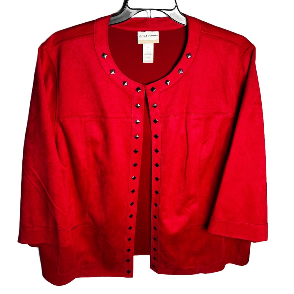 NWT Alfred Dunner‎ Women’s Size 3X Red Velvet Open Front Blazer